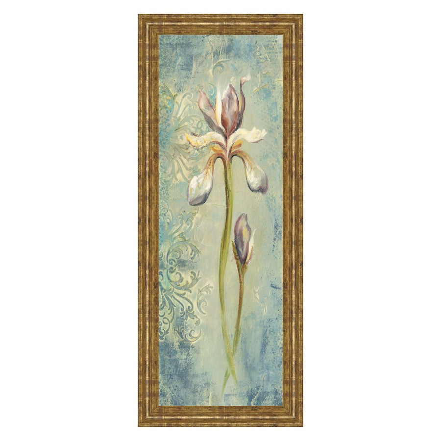 Classy Living Serene Iris 18x42in Vertical Wall Art | Contemporary Gilded Radiance MDF Frame with Real Glass | Living Room, Bedroom & Office | Model 1397