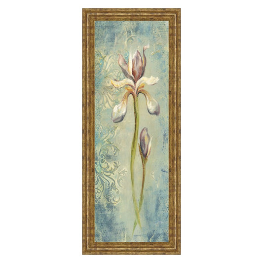 Classy Living Serene Iris 18x42in Vertical Wall Art | Contemporary Gilded Radiance MDF Frame with Real Glass | Living Room, Bedroom & Office | Model 1397