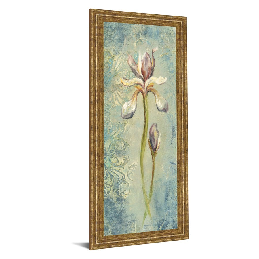 Classy Living Serene Iris 18x42in Vertical Wall Art | Contemporary Gilded Radiance MDF Frame with Real Glass | Living Room, Bedroom & Office | Model 1397