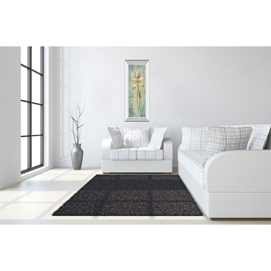Classy Living Serene Iris 18x42in Vertical Wall Art | Contemporary Botanical with Mirrored Frame | Living Room & Bedroom Decor | 18 x 42 x | Model 1397MF