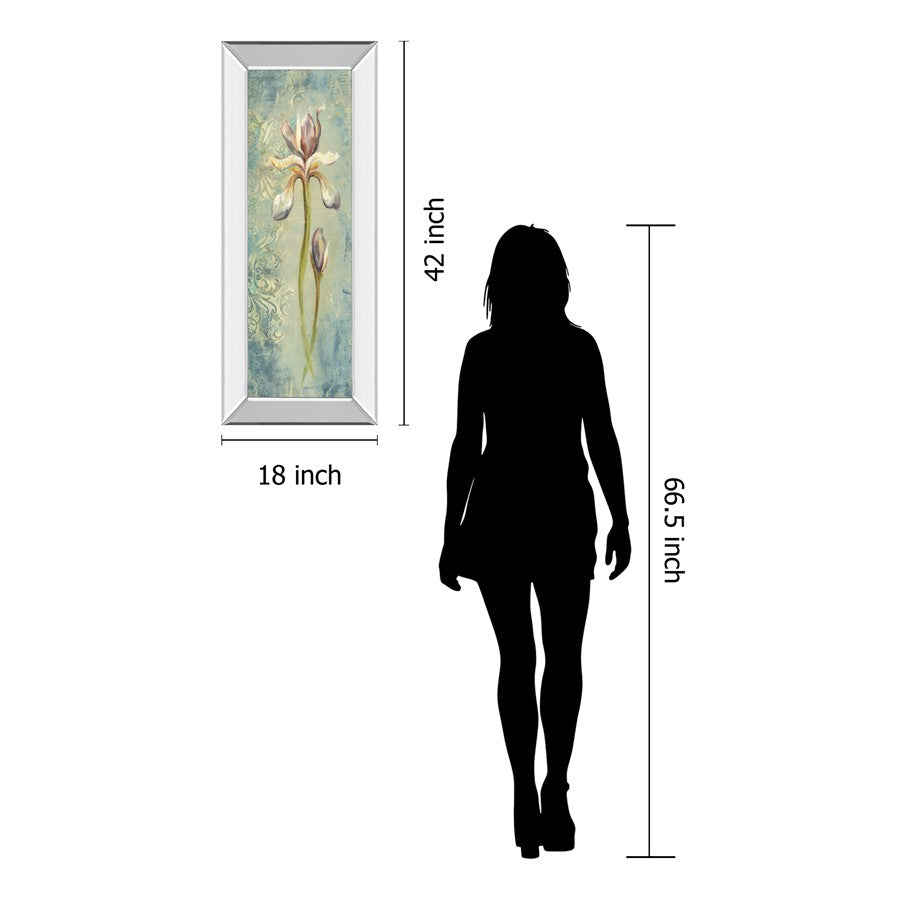 Classy Living Serene Iris 18x42in Vertical Wall Art | Contemporary Botanical with Mirrored Frame | Living Room & Bedroom Decor | 18 x 42 x | Model 1397MF
