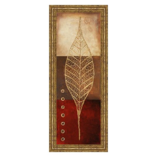 Classy Living Golden Leaf Vein 18x42in Vertical Wall Art | Contemporary Gilded Radiance Frame and Mixed Media | Living Room & Office Decor | Model 1415