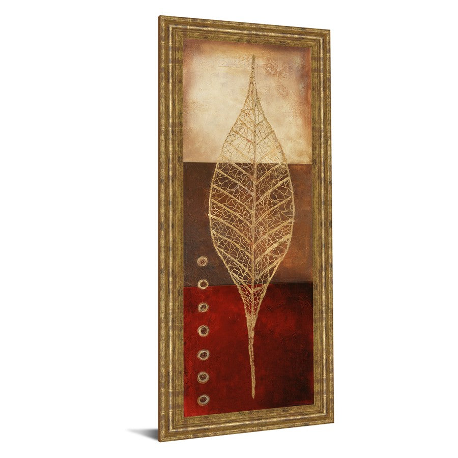 Classy Living Golden Leaf Vein 18x42in Vertical Wall Art | Contemporary Gilded Radiance Frame and Mixed Media | Living Room & Office Decor | Model 1415