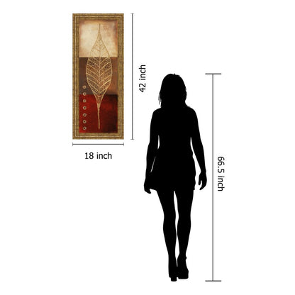 Classy Living Golden Leaf Vein 18x42in Vertical Wall Art | Contemporary Gilded Radiance Frame and Mixed Media | Living Room & Office Decor | Model 1415