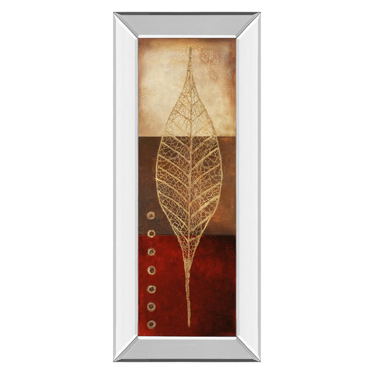 Classy Living Golden Leaf Vein 18x42in Vertical Wall Art | Contemporary Gold Leaf on Paper with Mirrored Frame | Living Room & Office Decor | Model 1415MF