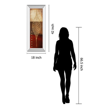 Classy Living Golden Leaf Vein 18x42in Vertical Wall Art | Contemporary Gold Leaf on Paper with Mirrored Frame | Living Room & Office Decor | Model 1415MF