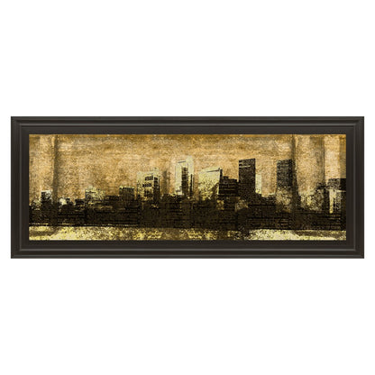 Classy Living Urban Glow Wall Art 42x18in | Contemporary Dark Chocolate MDF Frame with Glass | Living Room & Office Decor | 42 x 18 x 1 in | Model 1420