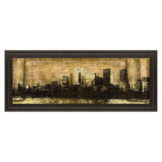 Classy Living Urban Glow Wall Art 42x18in | Contemporary Dark Chocolate MDF Frame with Glass | Living Room & Office Decor | 42 x 18 x 1 in | Model 1420