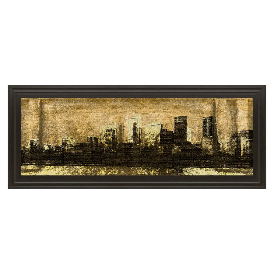 Classy Living Urban Glow Wall Art 42x18in | Contemporary Dark Chocolate MDF Frame with Glass | Living Room & Office Decor | 42 x 18 x 1 in | Model 1420