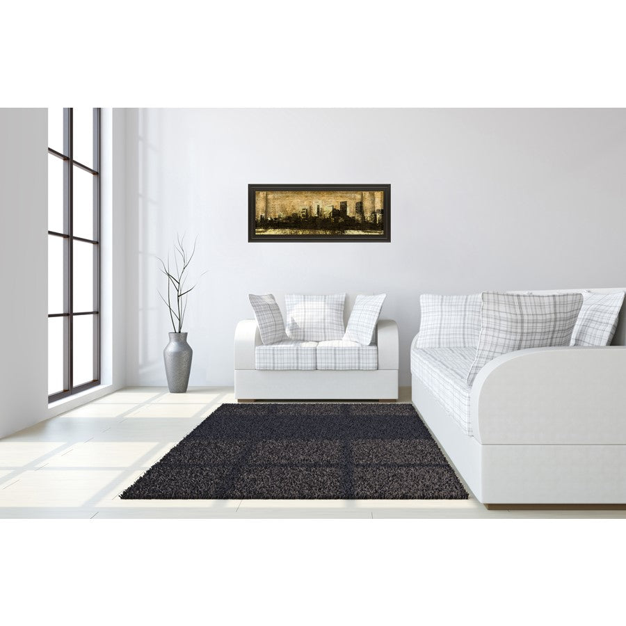 Classy Living Urban Glow Wall Art 42x18in | Contemporary Dark Chocolate MDF Frame with Glass | Living Room & Office Decor | 42 x 18 x 1 in | Model 1420