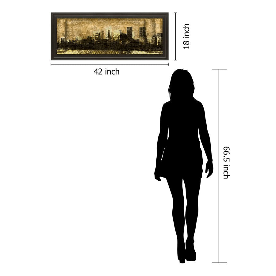 Classy Living Urban Glow Wall Art 42x18in | Contemporary Dark Chocolate MDF Frame with Glass | Living Room & Office Decor | 42 x 18 x 1 in | Model 1420