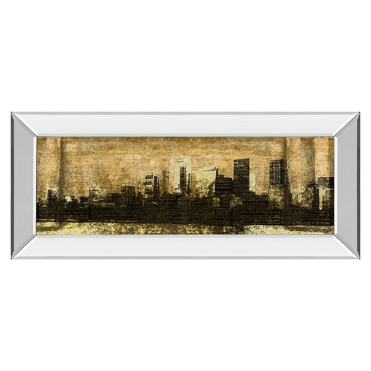 Classy Living Urban Glow 42x18in Wall Art | Contemporary Multicolor Cityscape on Mirrored Frame | Living Room & Office Decor | 42 x 18 x 3 | Model 1420MF