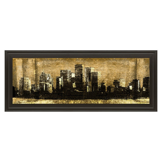 Classy Living Urban Silhouette II 42x18in Wall Art | Contemporary Multicolor Cityscape on Dark Chocolate MDF Frame | Living Room & Office | Model 1421