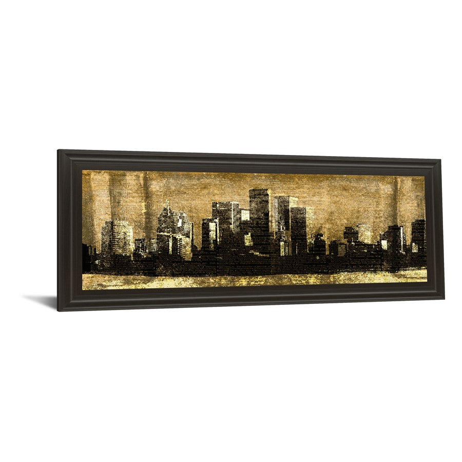 Classy Living Urban Silhouette II 42x18in Wall Art | Contemporary Multicolor Cityscape on Dark Chocolate MDF Frame | Living Room & Office | Model 1421