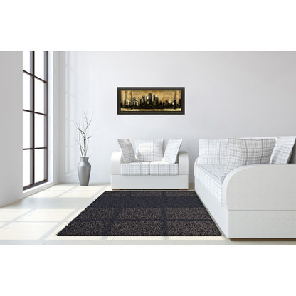 Classy Living Urban Silhouette II 42x18in Wall Art | Contemporary Multicolor Cityscape on Dark Chocolate MDF Frame | Living Room & Office | Model 1421