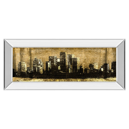 Classy Living Urban Silhouette II 42x18in Wall Art | Contemporary Multicolor Cityscape on Mirrored Frame | Living Room & Office Decor | 42 | Model 1421MF