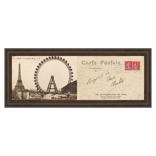 Classy Living Paris Postcard View Wall Art 42x18in | Contemporary Cinnamon Mocha MDF Frame | Living Room & Office Decor | 42 x 18 x 1 in | Model 1423