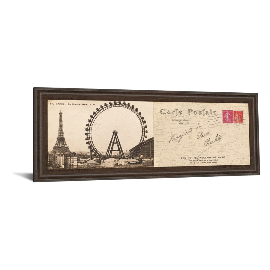 Classy Living Paris Postcard View Wall Art 42x18in | Contemporary Cinnamon Mocha MDF Frame | Living Room & Office Decor | 42 x 18 x 1 in | Model 1423