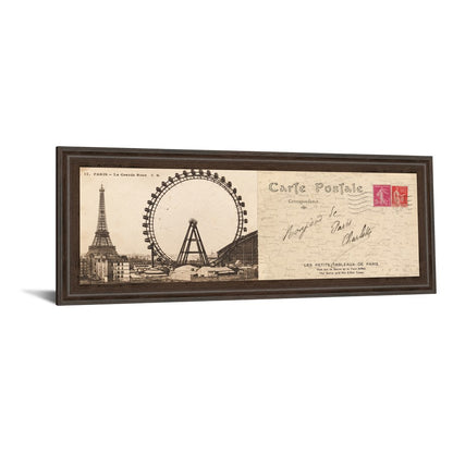 Classy Living Paris Postcard View Wall Art 42x18in | Contemporary Cinnamon Mocha MDF Frame | Living Room & Office Decor | 42 x 18 x 1 in | Model 1423