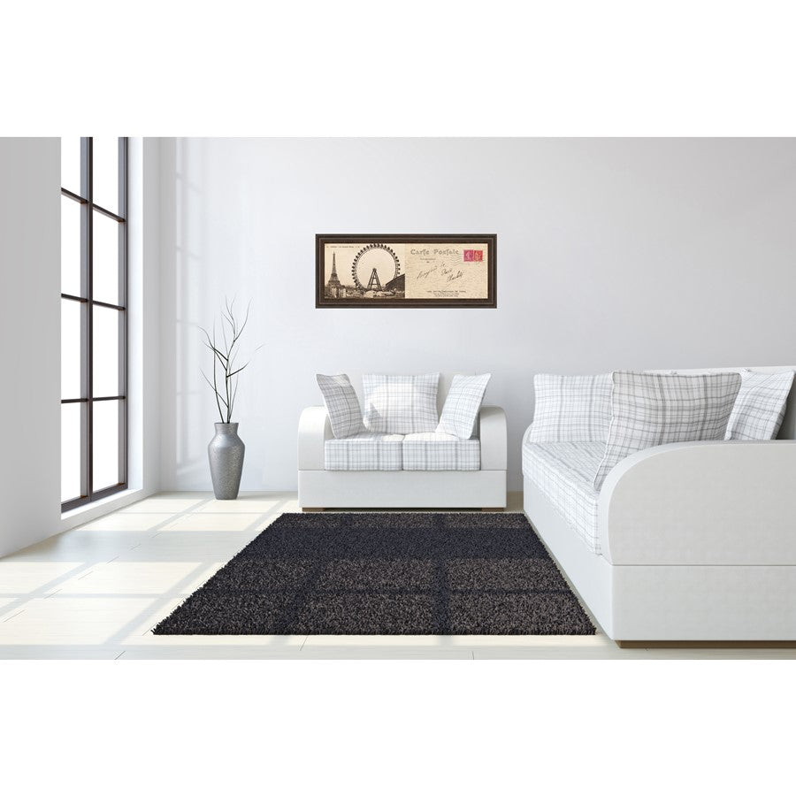 Classy Living Paris Postcard View Wall Art 42x18in | Contemporary Cinnamon Mocha MDF Frame | Living Room & Office Decor | 42 x 18 x 1 in | Model 1423