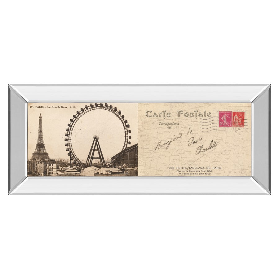 Classy Living Paris Postcard View Wall Art 42x18in | Contemporary Mirrored Frame | Living Room & Office Decor | 42 x 18 x 3 in | Model 1423MF