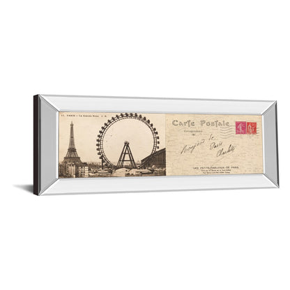 Classy Living Paris Postcard View Wall Art 42x18in | Contemporary Mirrored Frame | Living Room & Office Decor | 42 x 18 x 3 in | Model 1423MF