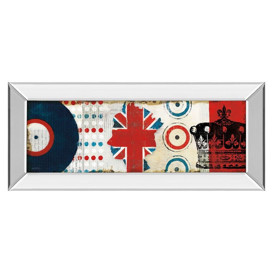 Classy Living British Invasion I 42x18in Wall Art | Contemporary Graphic Art with Mirrored Frame | Living Room & Entertainment Space Decor | Model 1424MF