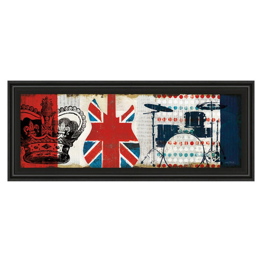 Classy Living British Rhythm Wall Art 42x18in | Contemporary Multicolor Graphic Art on Paper with MDF Midnight Aura Frame | Living Room & | Model 1425