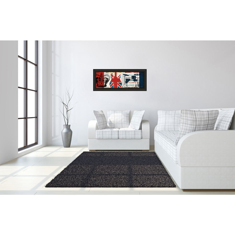 Classy Living British Rhythm Wall Art 42x18in | Contemporary Multicolor Graphic Art on Paper with MDF Midnight Aura Frame | Living Room & | Model 1425
