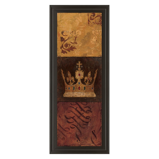 Classy Living Regal Crown Panel Wall Art 18x42in | Contemporary Dark Chocolate MDF Frame with Real Glass | Living Room & Office Statement | Model 1428