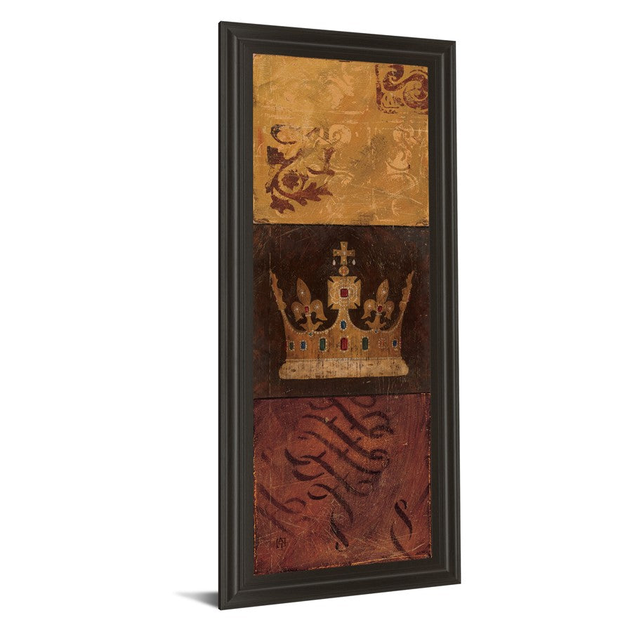 Classy Living Regal Crown Panel Wall Art 18x42in | Contemporary Dark Chocolate MDF Frame with Real Glass | Living Room & Office Statement | Model 1428