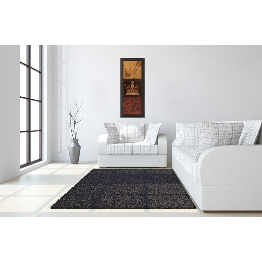 Classy Living Regal Crown Panel Wall Art 18x42in | Contemporary Dark Chocolate MDF Frame with Real Glass | Living Room & Office Statement | Model 1428