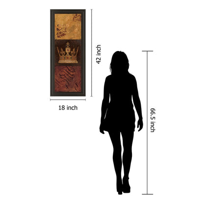 Classy Living Regal Crown Panel Wall Art 18x42in | Contemporary Dark Chocolate MDF Frame with Real Glass | Living Room & Office Statement | Model 1428