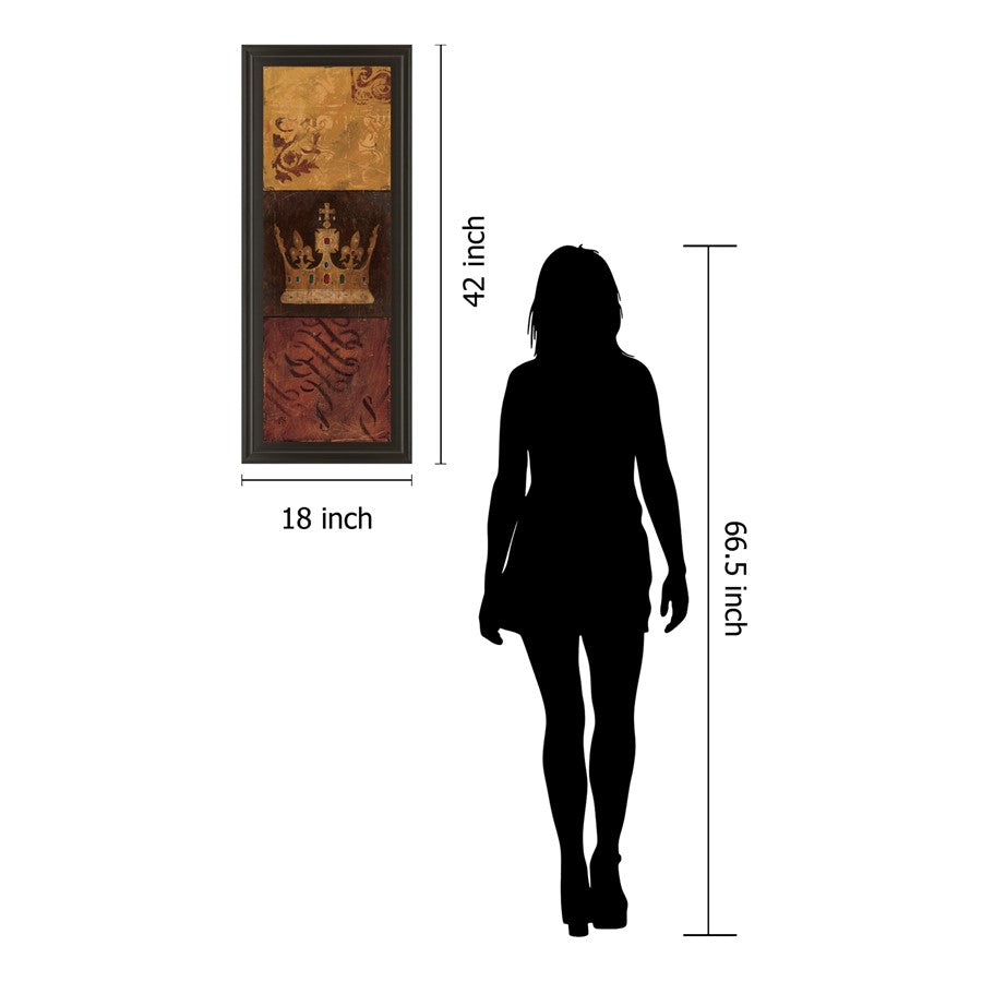 Classy Living Regal Crown Panel Wall Art 18x42in | Contemporary Dark Chocolate MDF Frame with Real Glass | Living Room & Office Statement | Model 1428