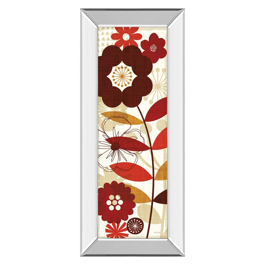 Classy Living Floral Pop Panel I Wall Art 18x42in | Contemporary Botanical Print with Mirrored Frame | Living Room, Bedroom & Office Decor | Model 1433MF