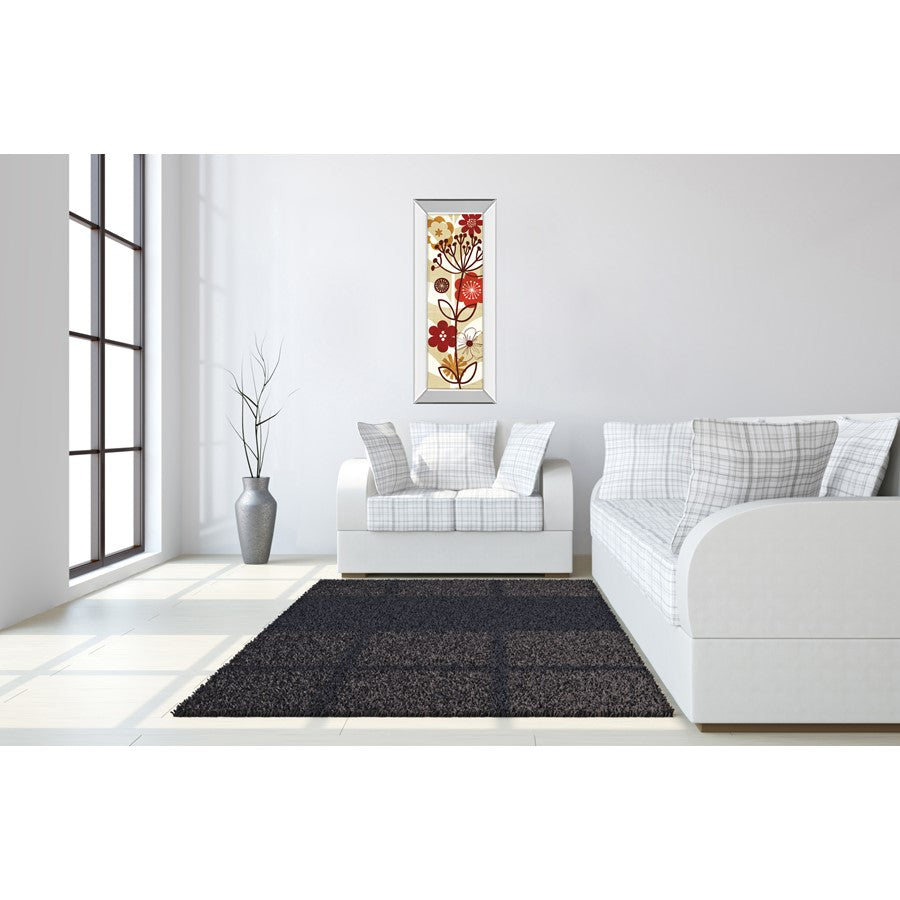 Classy Living Floral Pop Panel II 18x42in Wall Art | Contemporary Multicolor Botanical Print with Mirrored Frame | Living Room & Bedroom | Model 1434MF
