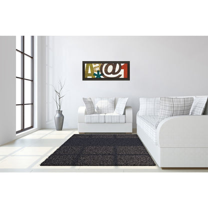 Classy Living Typographic Harmony 42x18in Wall Art | Contemporary Multicolor Paper on MDF in Dark Chocolate Frame | Living Room & Office | Model 1438