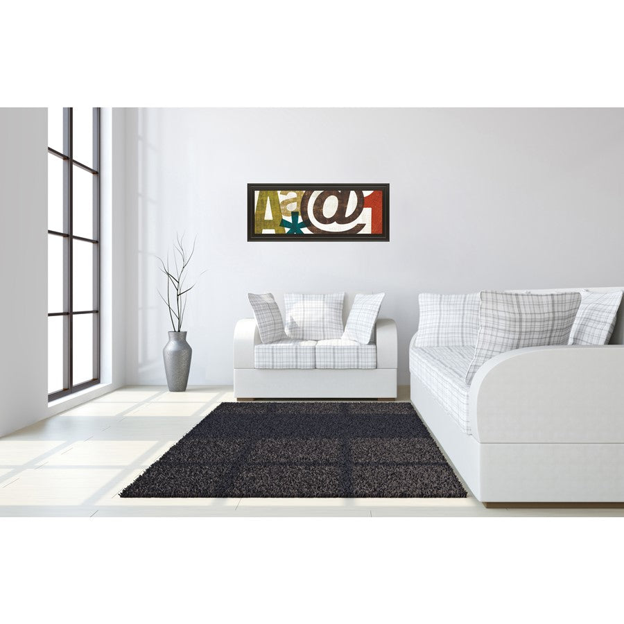 Classy Living Typographic Harmony 42x18in Wall Art | Contemporary Multicolor Paper on MDF in Dark Chocolate Frame | Living Room & Office | Model 1438