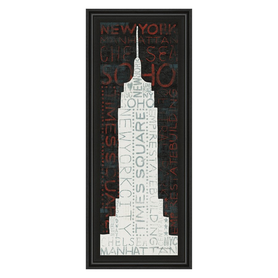 Classy Living Empire Silhouette 42in H Wall Art | Contemporary Midnight Aura MDF Frame with Paper Print | Living Room & Office Decor | 18 x | Model 1441