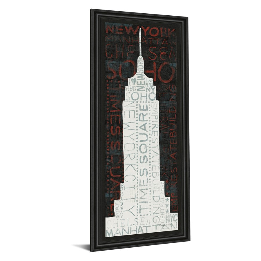 Classy Living Empire Silhouette 42in H Wall Art | Contemporary Midnight Aura MDF Frame with Paper Print | Living Room & Office Decor | 18 x | Model 1441