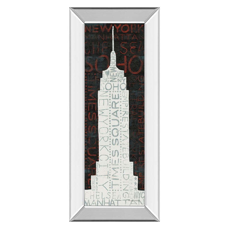 Classy Living Empire Silhouette 18x42in Wall Art | Contemporary Typographic Design with Mirrored Frame | Living Room & Office Decor | 18 x | Model 1441MF