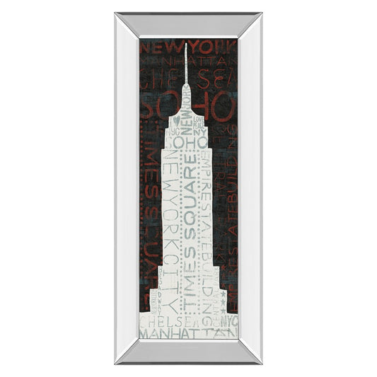 Classy Living Empire Silhouette 18x42in Wall Art | Contemporary Typographic Design with Mirrored Frame | Living Room & Office Decor | 18 x | Model 1441MF