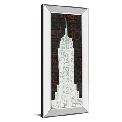 Classy Living Empire Silhouette 18x42in Wall Art | Contemporary Typographic Design with Mirrored Frame | Living Room & Office Decor | 18 x | Model 1441MF