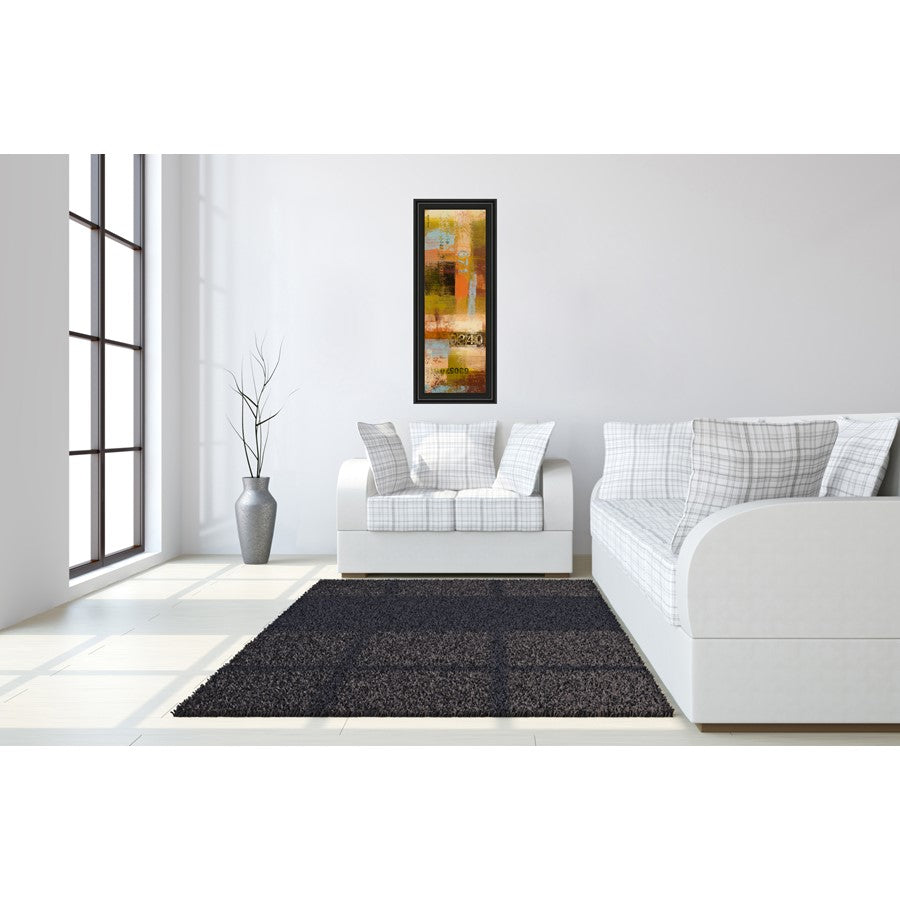 Classy Living Departures II 42in Tall Wall Art | Contemporary Mixed Media on Paper in Midnight Aura Frame | Living Room & Office Statement | Model 1449