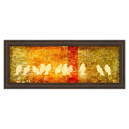 Classy Living Reunion Flock 42x18in Wall Art | Contemporary Cinnamon Mocha MDF Frame with Glass | Living Room, Bedroom & Office Decor | 42 x | Model 1453