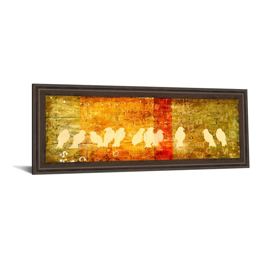 Classy Living Reunion Flock 42x18in Wall Art | Contemporary Cinnamon Mocha MDF Frame with Glass | Living Room, Bedroom & Office Decor | 42 x | Model 1453