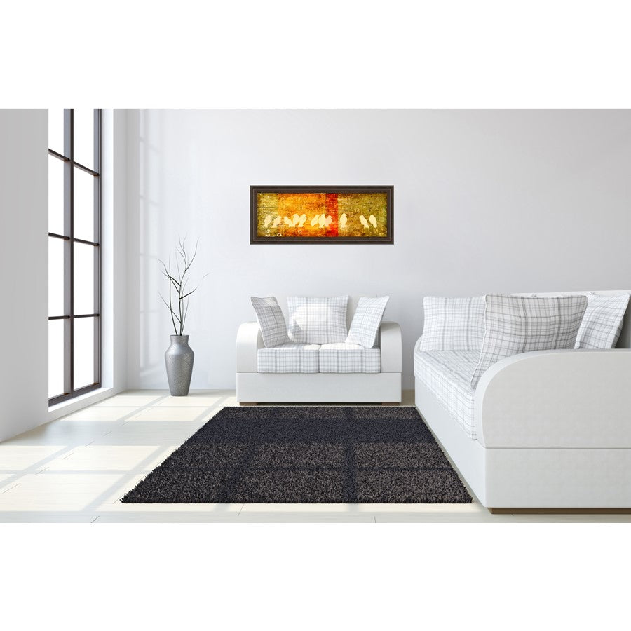 Classy Living Reunion Flock 42x18in Wall Art | Contemporary Cinnamon Mocha MDF Frame with Glass | Living Room, Bedroom & Office Decor | 42 x | Model 1453