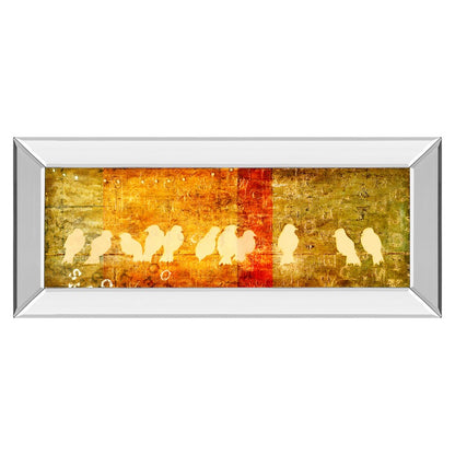 Classy Living Reunion Flock 42x18in Rectangular Wall Art | Contemporary Graphic Art on Paper in Mirrored Frame | Living Room & Office Decor | Model 1453MF