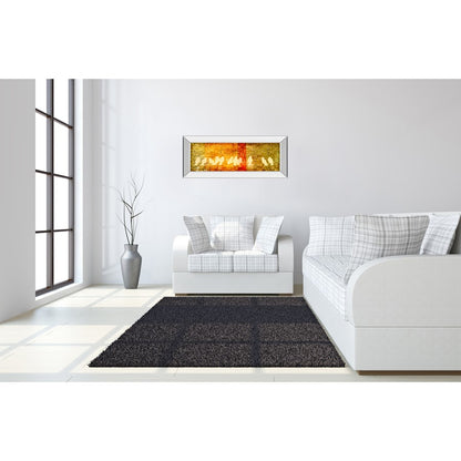 Classy Living Reunion Flock 42x18in Rectangular Wall Art | Contemporary Graphic Art on Paper in Mirrored Frame | Living Room & Office Decor | Model 1453MF