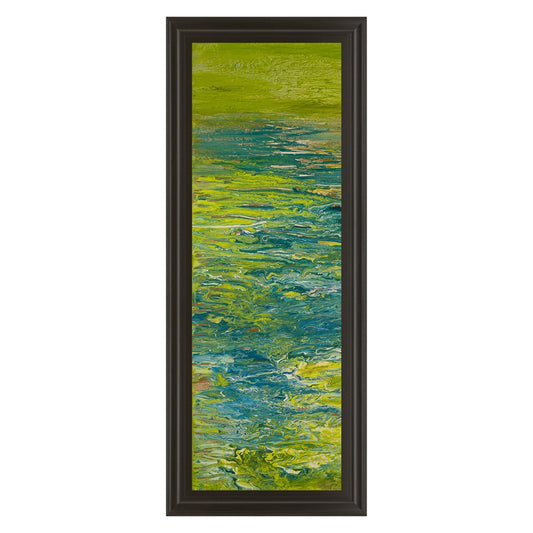 Classy Living Lakeside Flow 18x42in Wall Art | Contemporary Abstract Mixed Media on Paper, Dark Chocolate MDF Frame | Living Room & Office | Model 1458